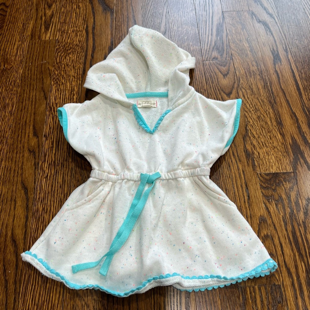 Egg Collective White and Teal Kids Swim Coverup